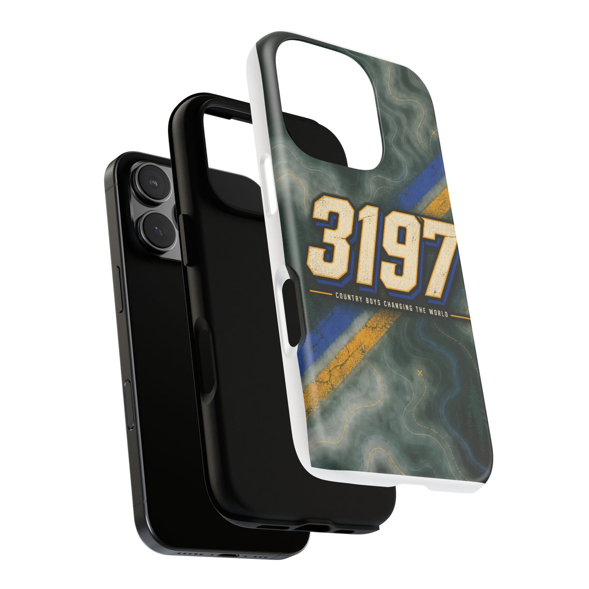 3197 Marble Tough Phone Case – Protective Galaxy Design with Bold Number Accent