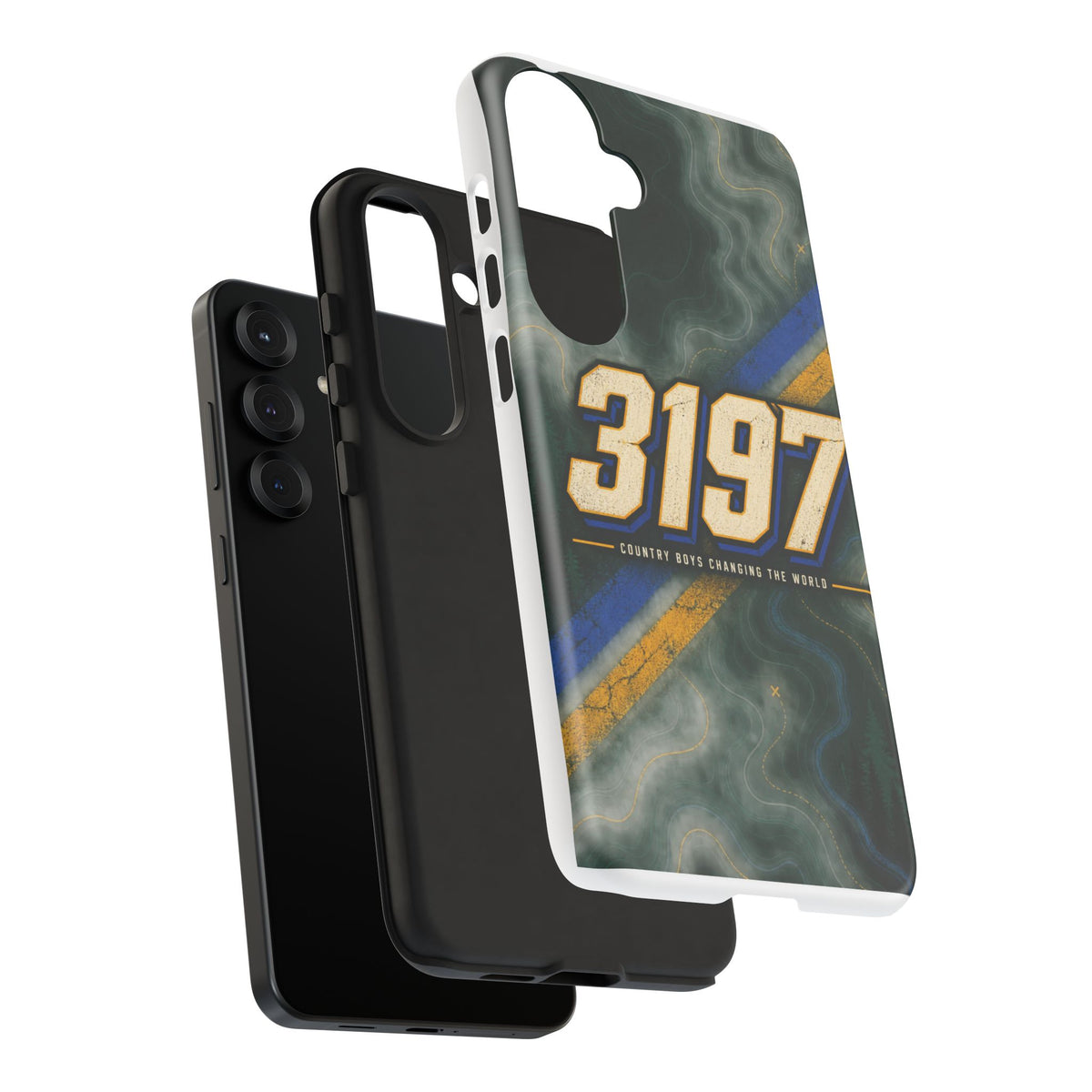 3197 Marble Tough Phone Case – Protective Galaxy Design with Bold Number Accent