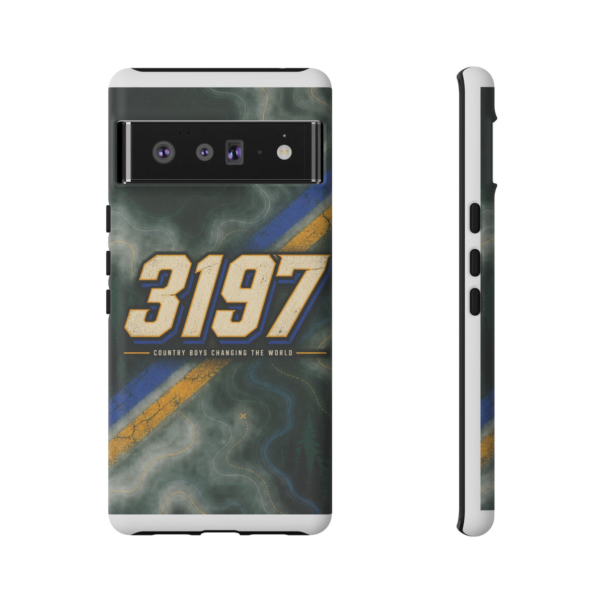 3197 Marble Tough Phone Case – Protective Galaxy Design with Bold Number Accent