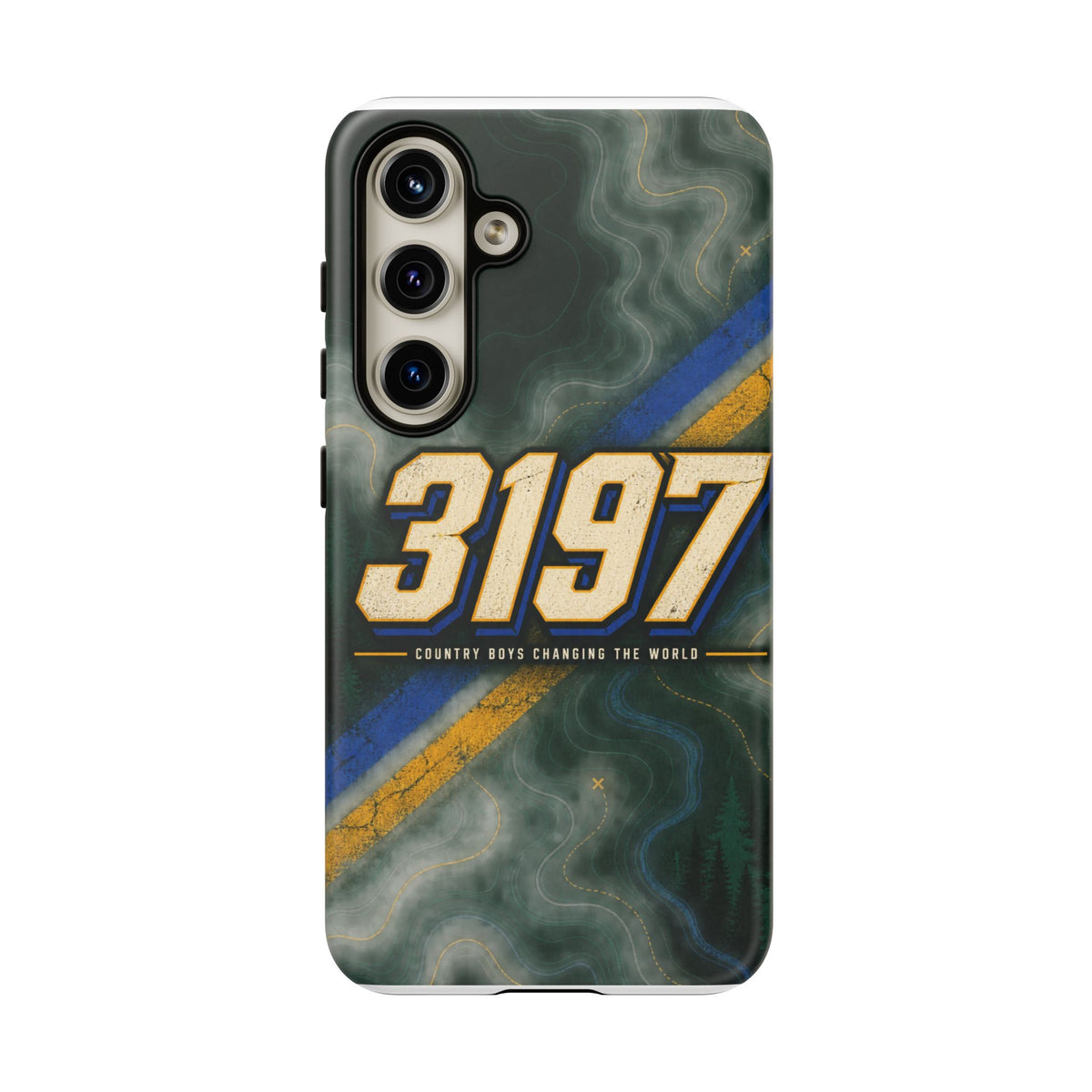 3197 Marble Tough Phone Case – Protective Galaxy Design with Bold Number Accent