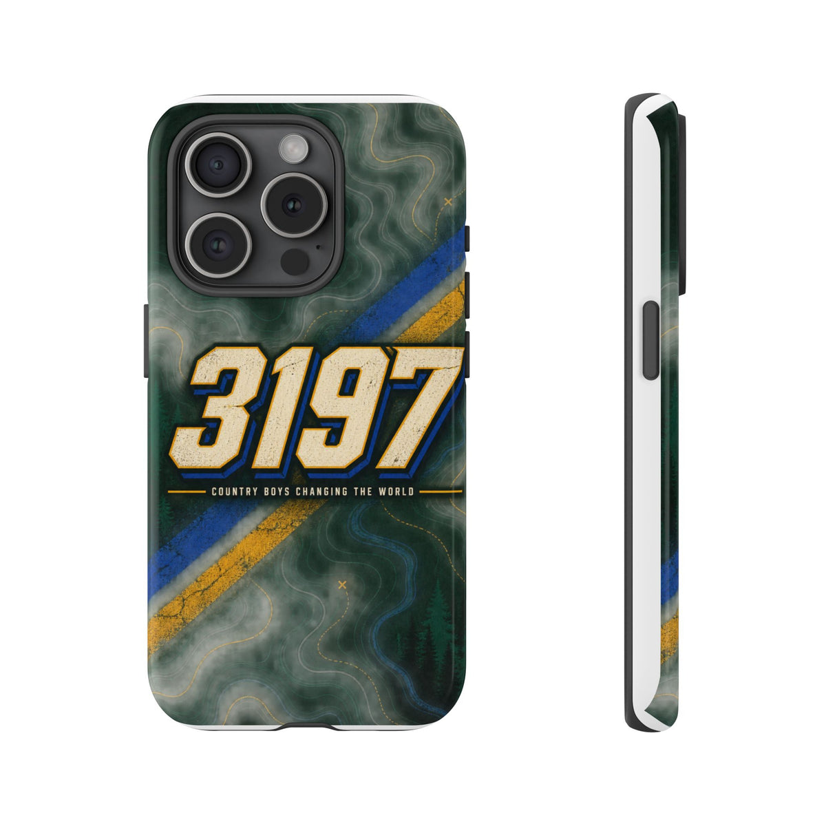3197 Marble Tough Phone Case – Protective Galaxy Design with Bold Number Accent