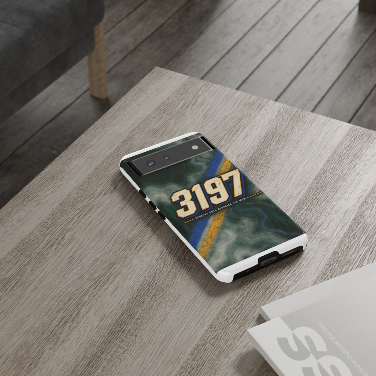 3197 Marble Tough Phone Case – Protective Galaxy Design with Bold Number Accent