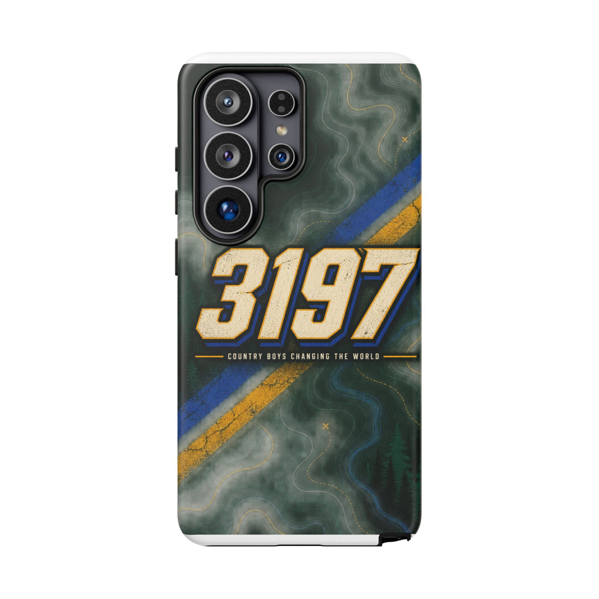 3197 Marble Tough Phone Case – Protective Galaxy Design with Bold Number Accent