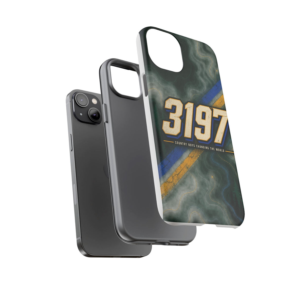 3197 Marble Tough Phone Case – Protective Galaxy Design with Bold Number Accent