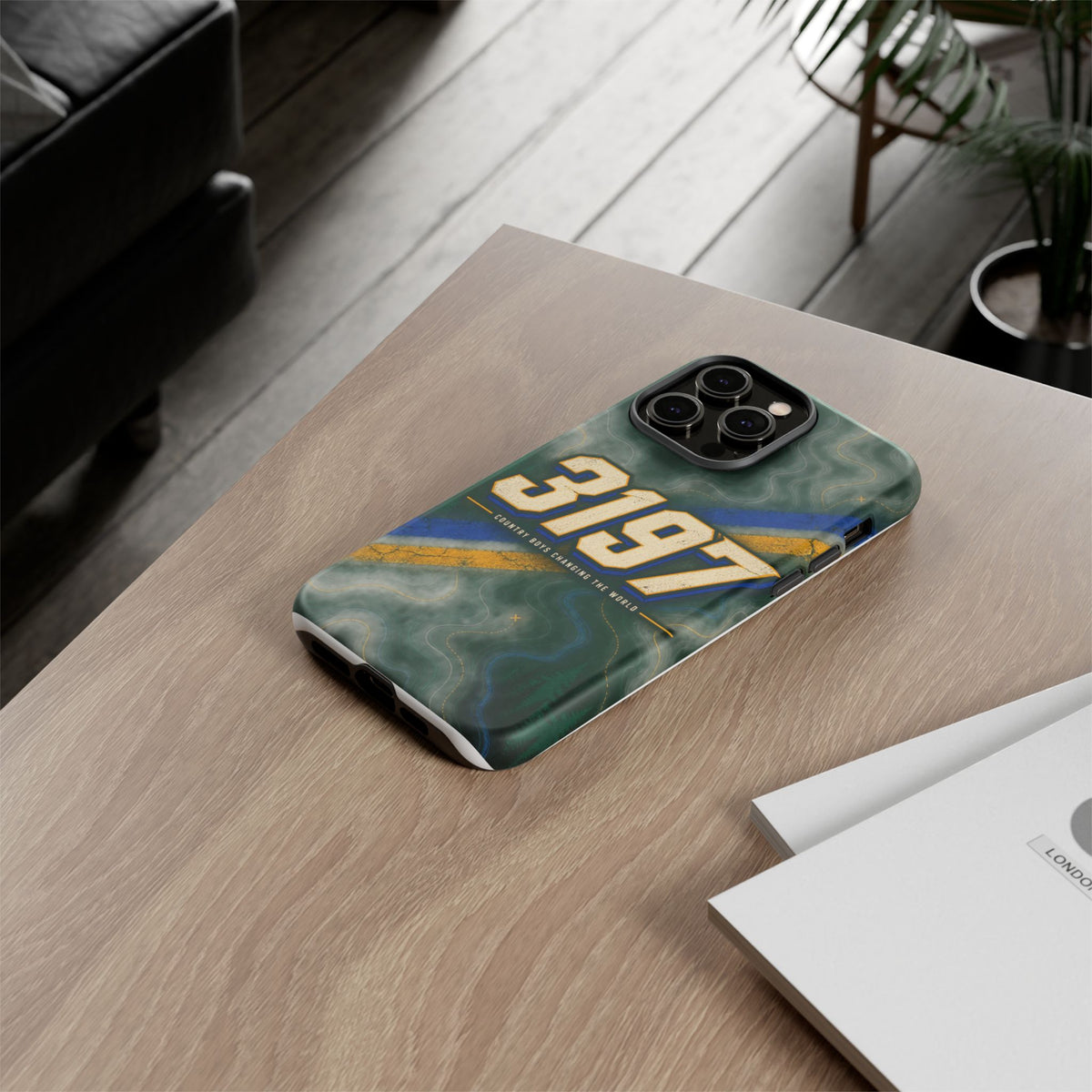 3197 Marble Tough Phone Case – Protective Galaxy Design with Bold Number Accent