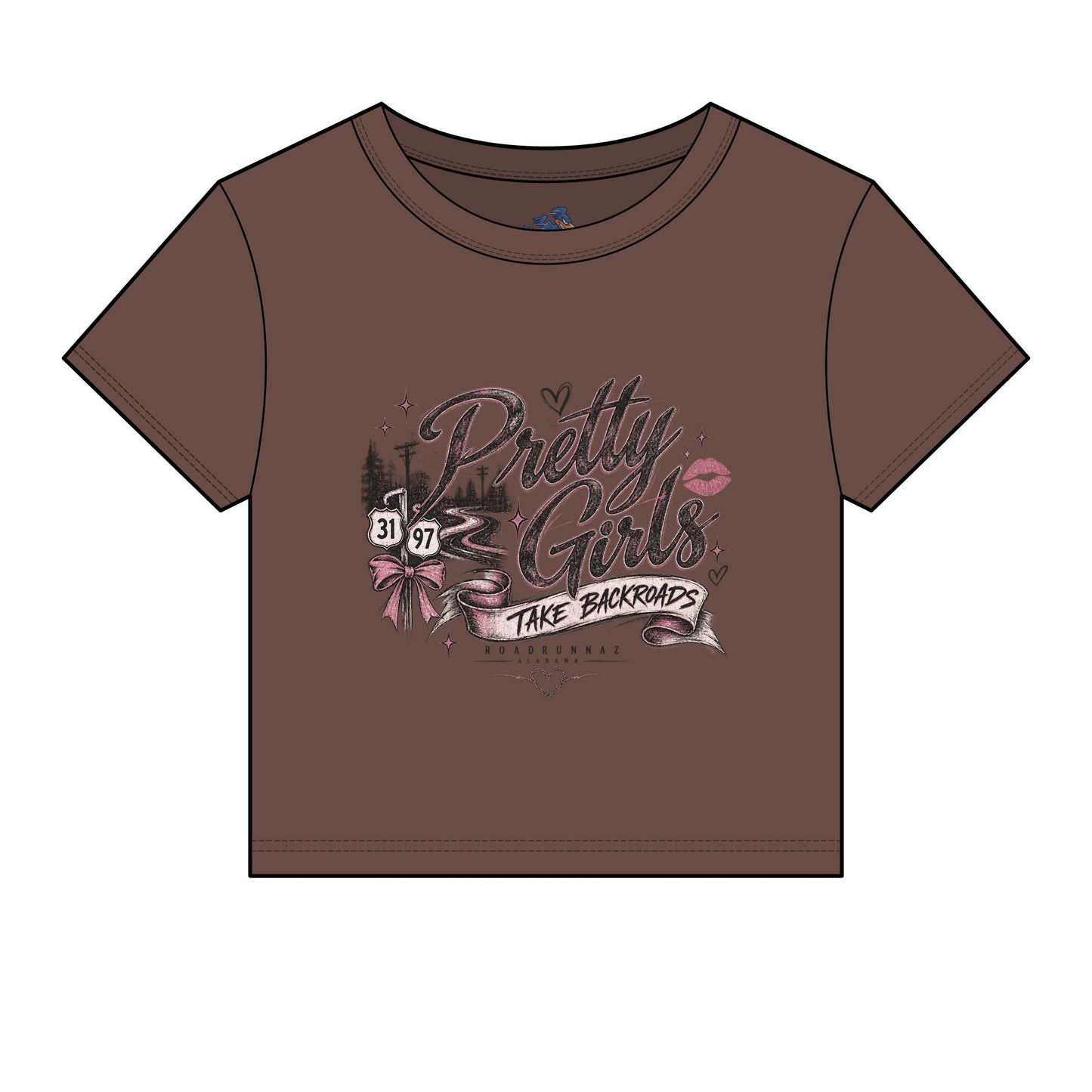 'Pretty Girls Take Backroads' Crop Top Tee