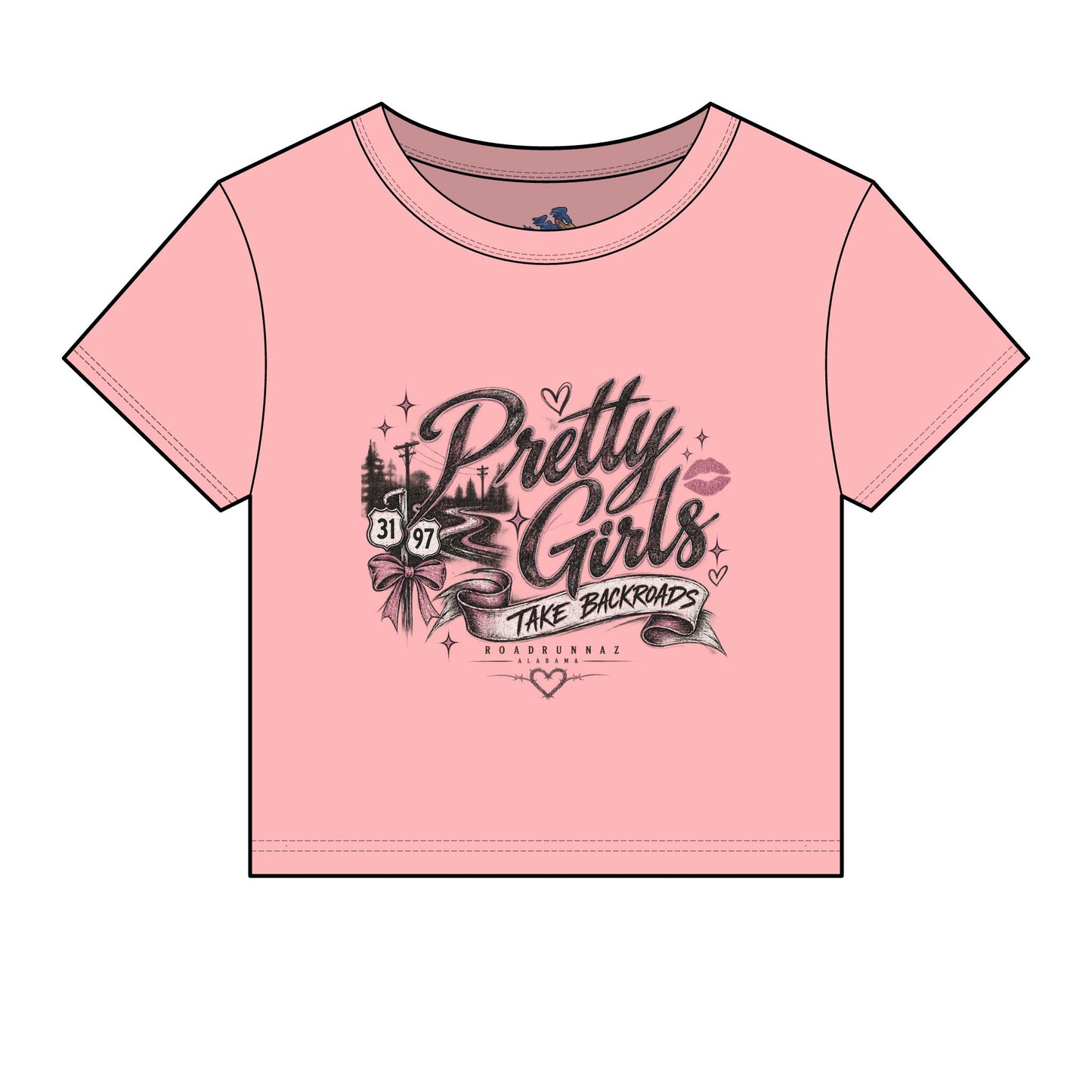 'Pretty Girls Take Backroads' Crop Top Tee