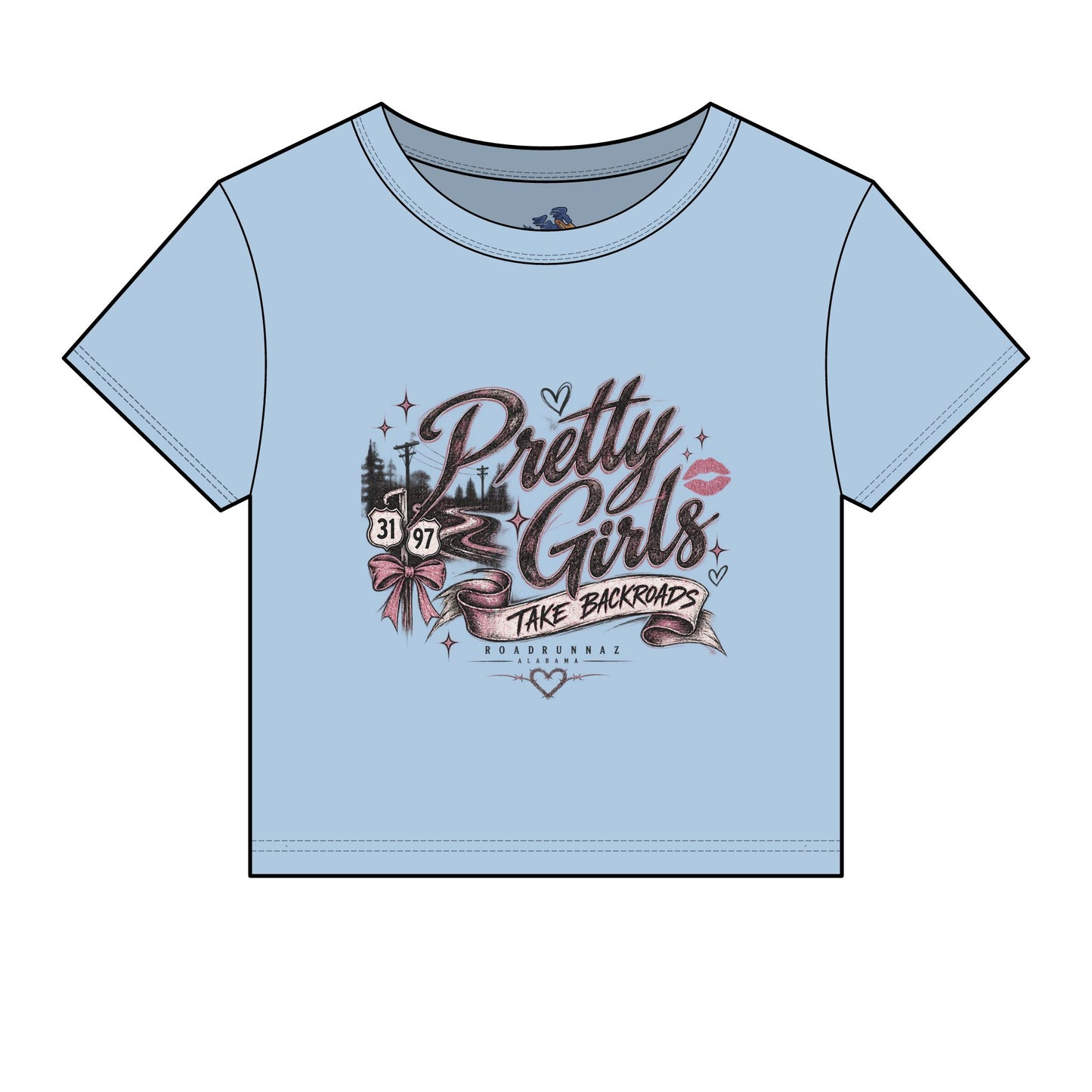'Pretty Girls Take Backroads' Crop Top Tee