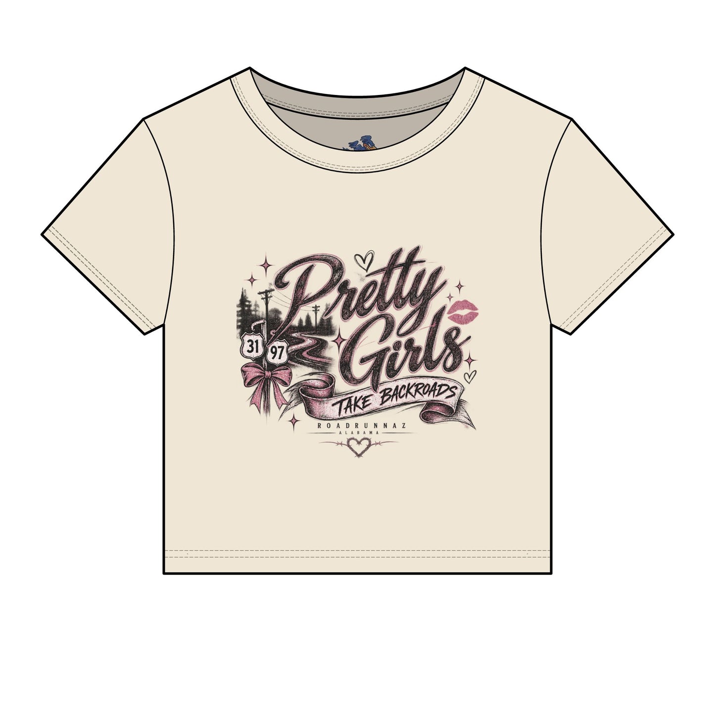 'Pretty Girls Take Backroads' Crop Top Tee