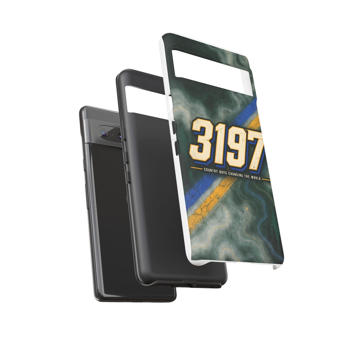 3197 Marble Tough Phone Case – Protective Galaxy Design with Bold Number Accent