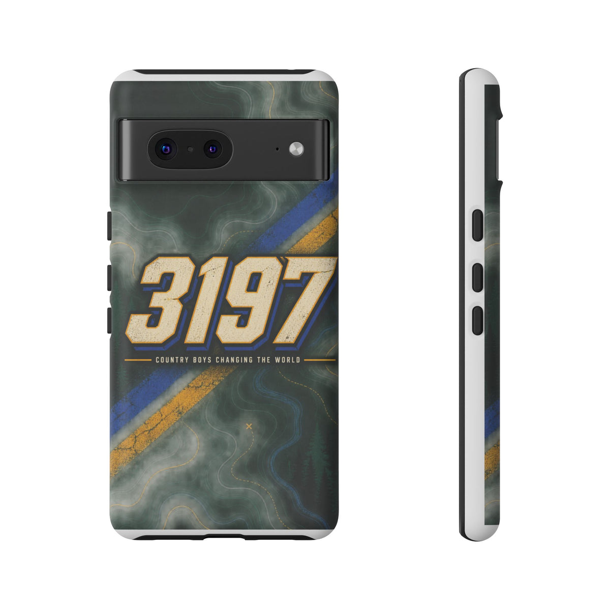 3197 Marble Tough Phone Case – Protective Galaxy Design with Bold Number Accent