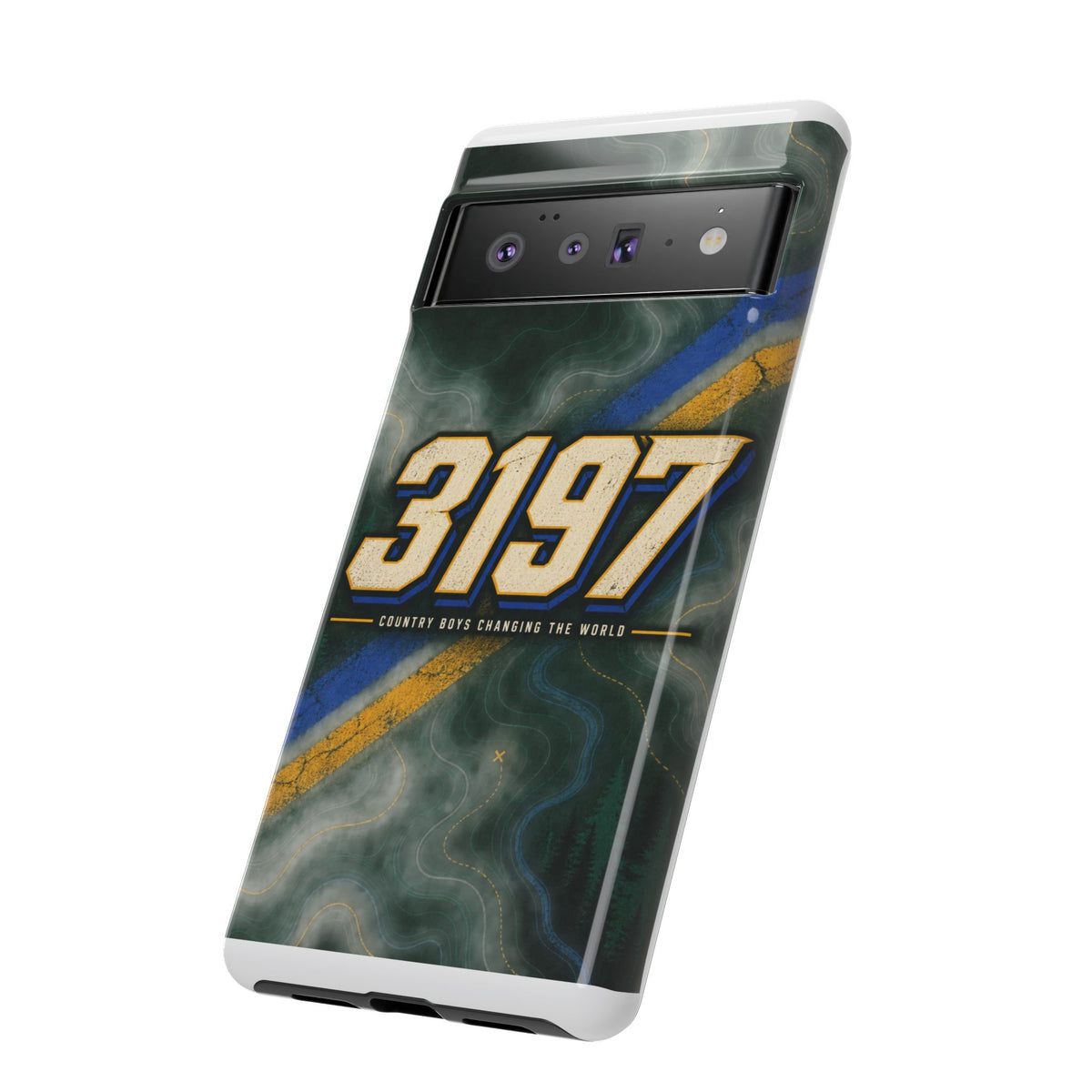 3197 Marble Tough Phone Case – Protective Galaxy Design with Bold Number Accent