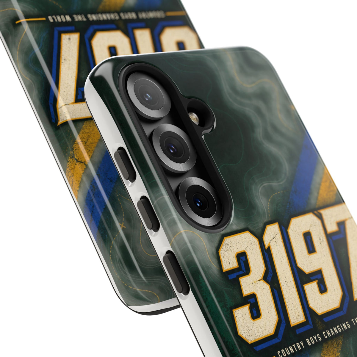 3197 Marble Tough Phone Case – Protective Galaxy Design with Bold Number Accent