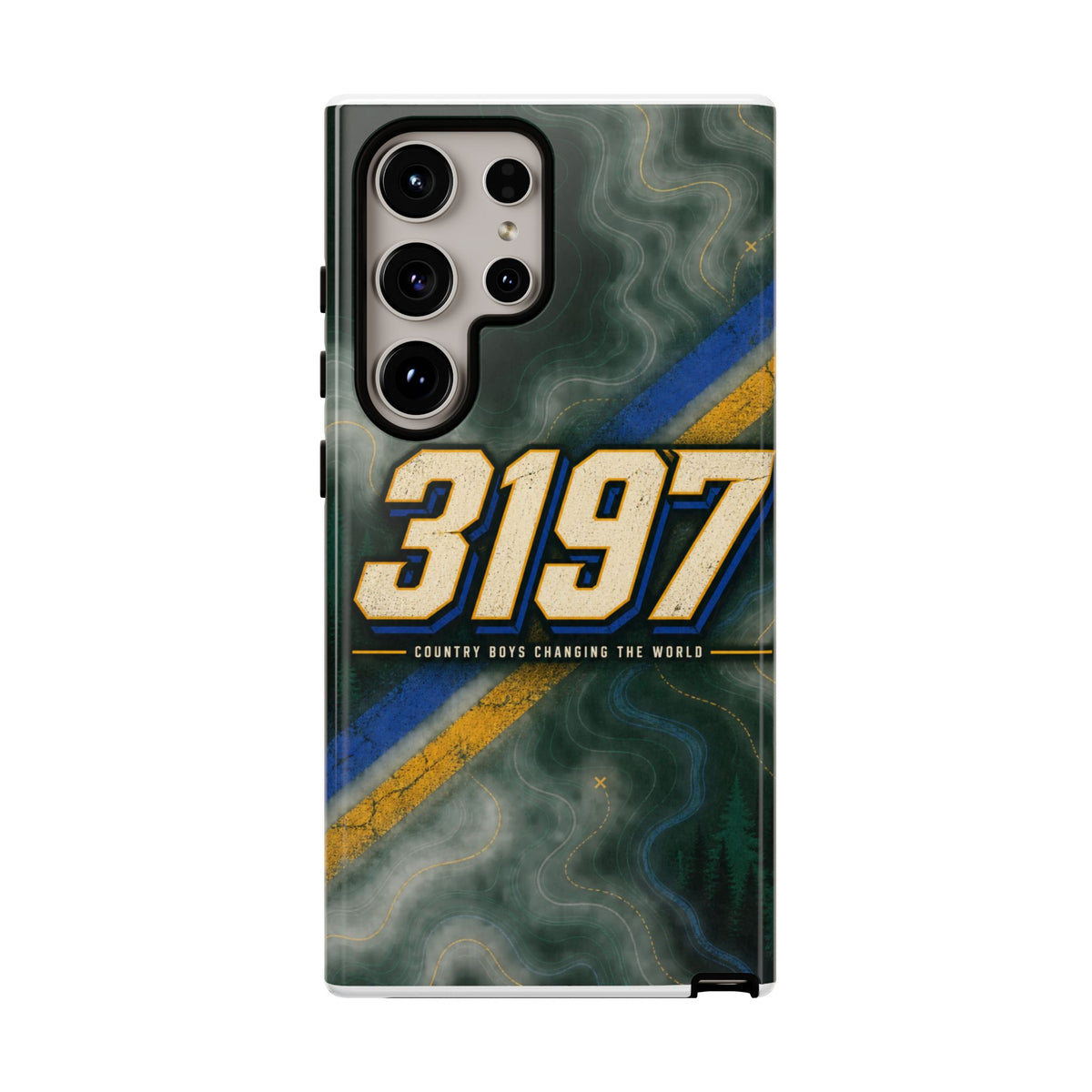 3197 Marble Tough Phone Case – Protective Galaxy Design with Bold Number Accent