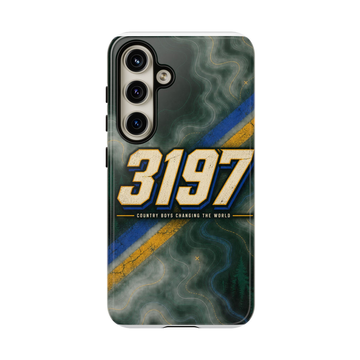 3197 Marble Tough Phone Case – Protective Galaxy Design with Bold Number Accent