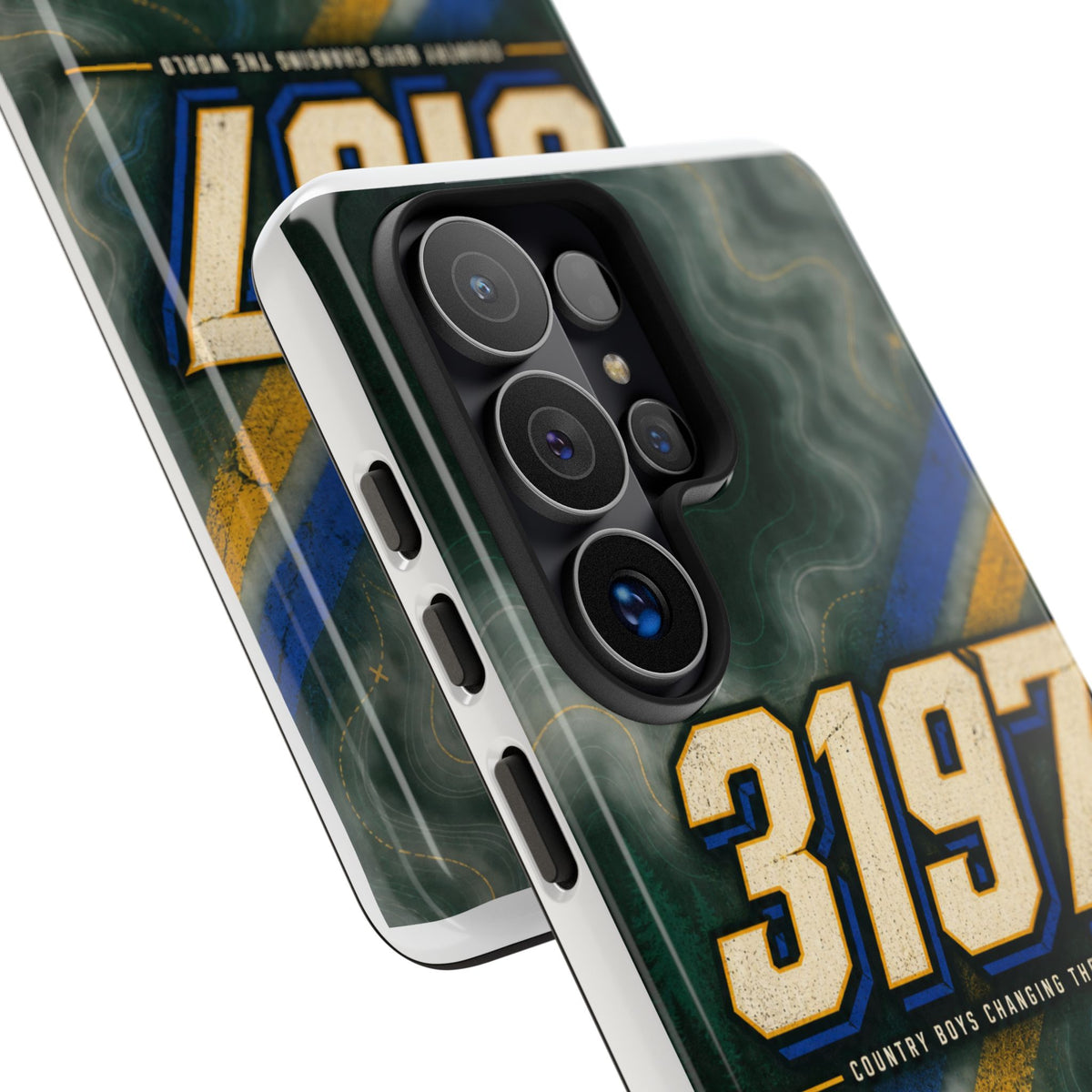 3197 Marble Tough Phone Case – Protective Galaxy Design with Bold Number Accent
