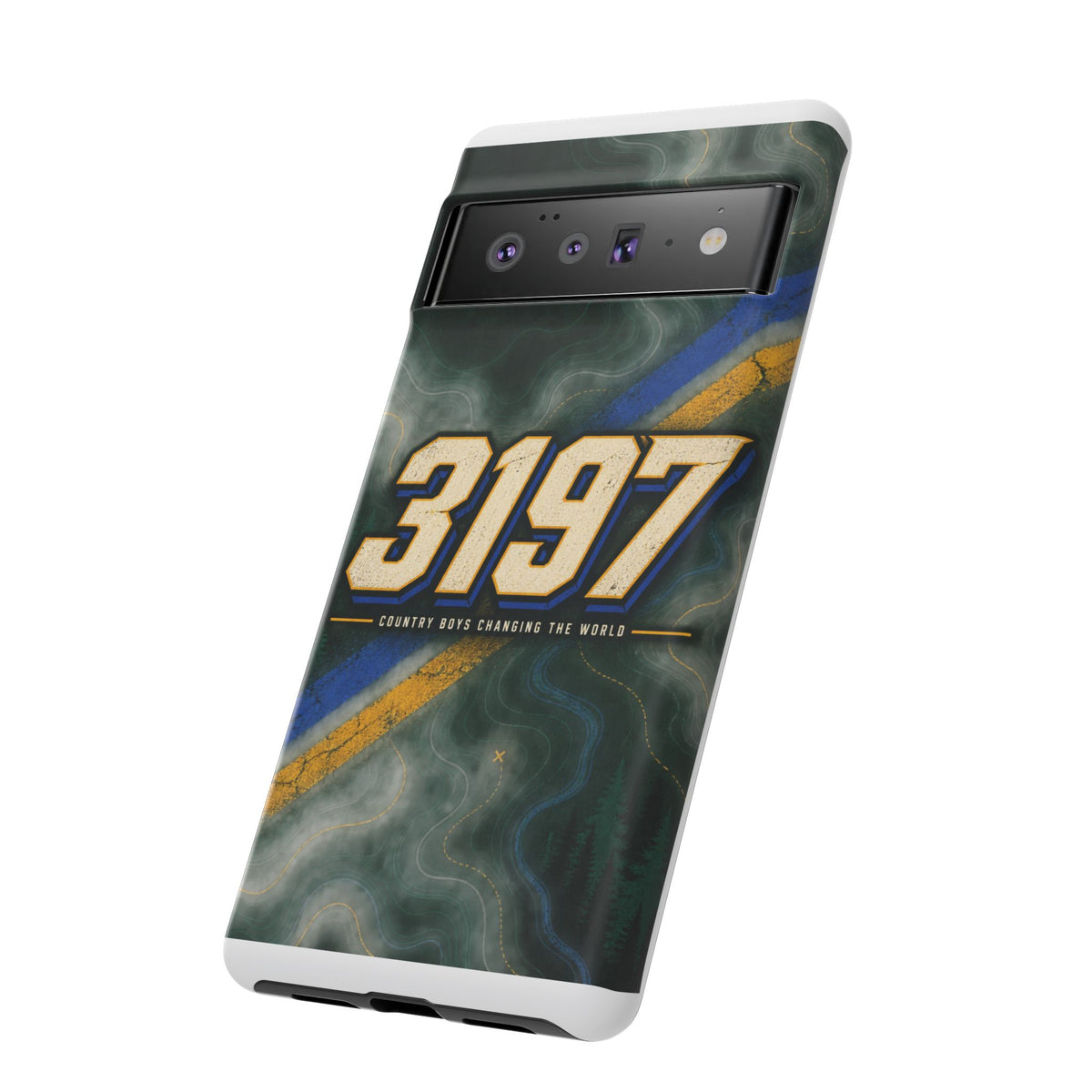 3197 Marble Tough Phone Case – Protective Galaxy Design with Bold Number Accent