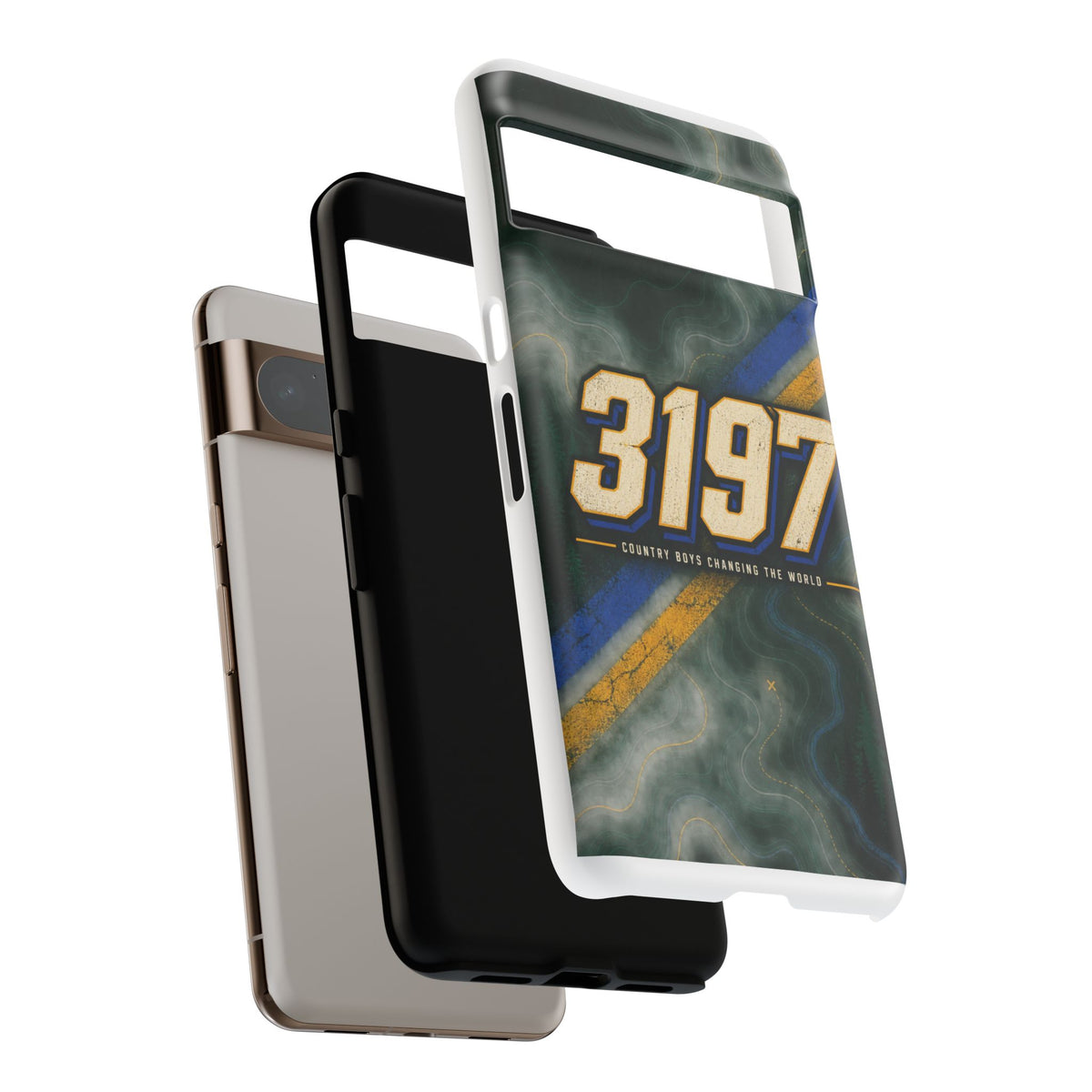 3197 Marble Tough Phone Case – Protective Galaxy Design with Bold Number Accent