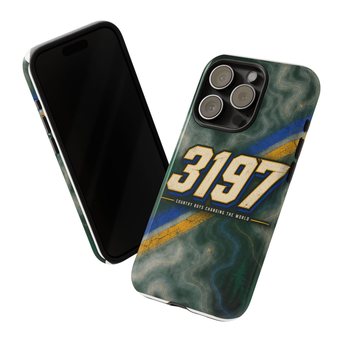 3197 Marble Tough Phone Case – Protective Galaxy Design with Bold Number Accent