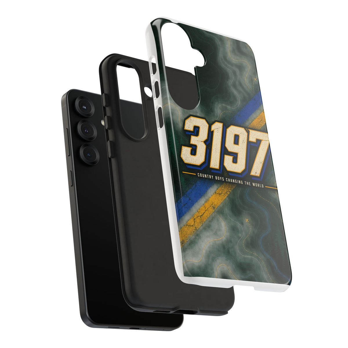 3197 Marble Tough Phone Case – Protective Galaxy Design with Bold Number Accent
