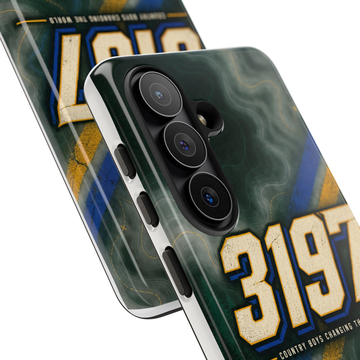 3197 Marble Tough Phone Case – Protective Galaxy Design with Bold Number Accent