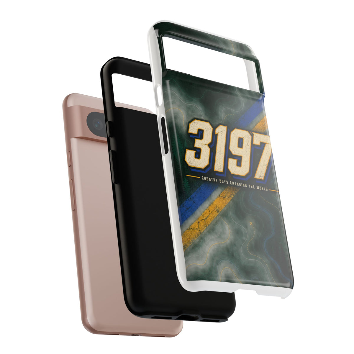 3197 Marble Tough Phone Case – Protective Galaxy Design with Bold Number Accent