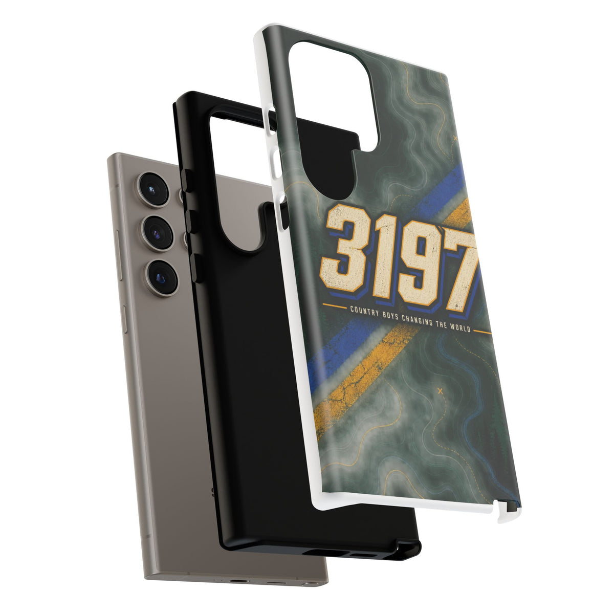 3197 Marble Tough Phone Case – Protective Galaxy Design with Bold Number Accent