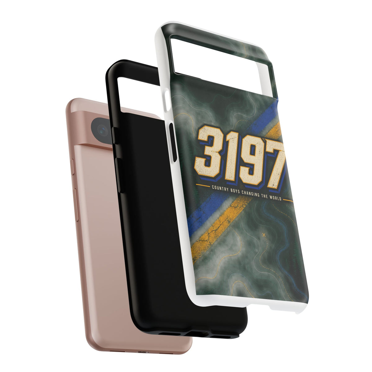 3197 Marble Tough Phone Case – Protective Galaxy Design with Bold Number Accent