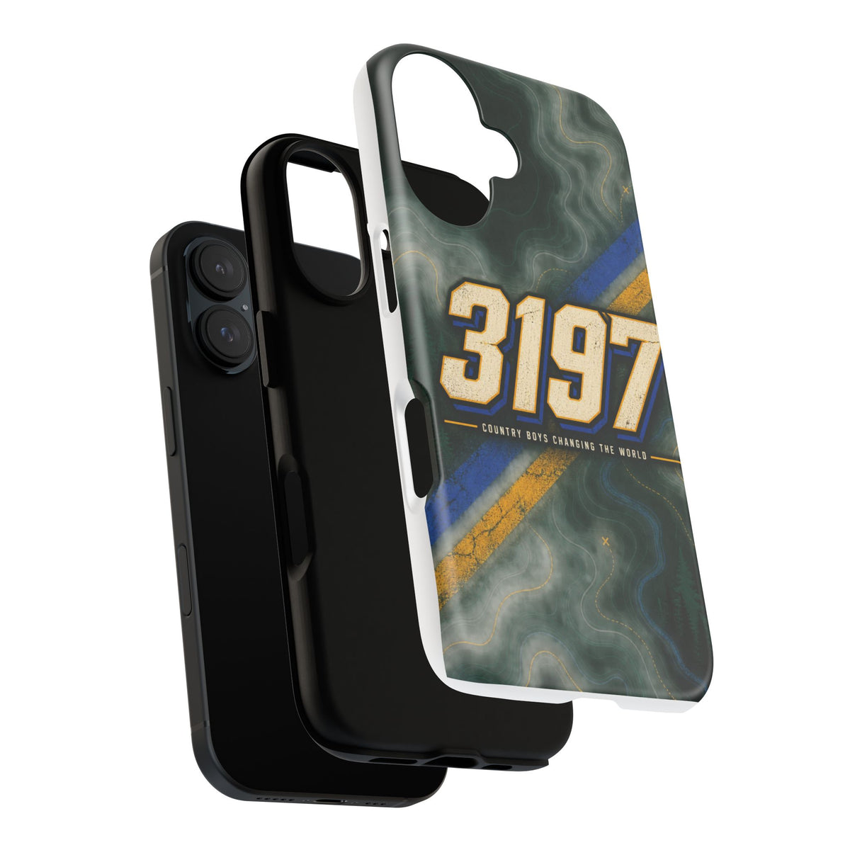 3197 Marble Tough Phone Case – Protective Galaxy Design with Bold Number Accent