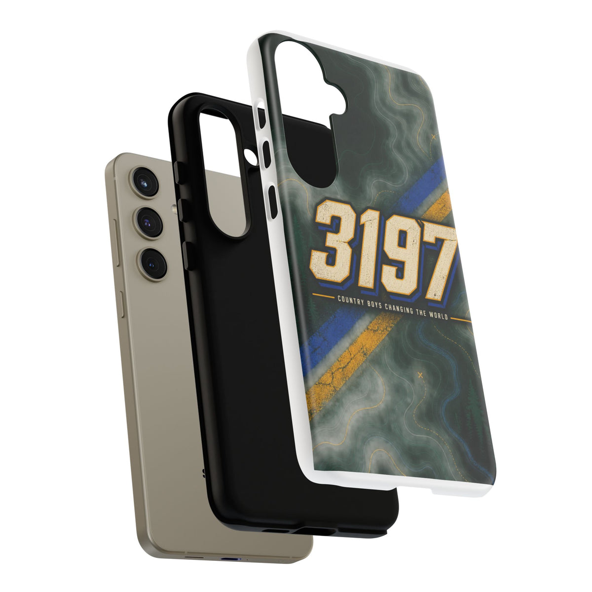 3197 Marble Tough Phone Case – Protective Galaxy Design with Bold Number Accent