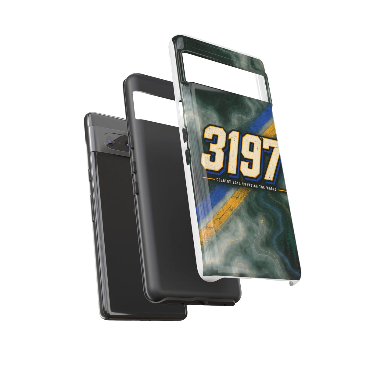 3197 Marble Tough Phone Case – Protective Galaxy Design with Bold Number Accent