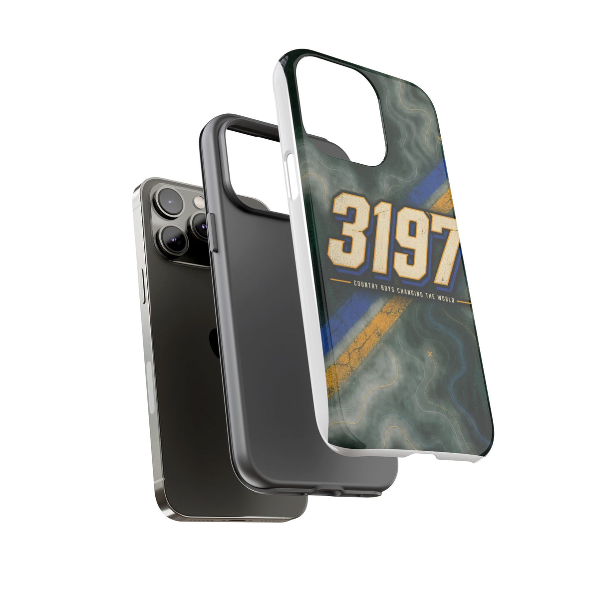 3197 Marble Tough Phone Case – Protective Galaxy Design with Bold Number Accent