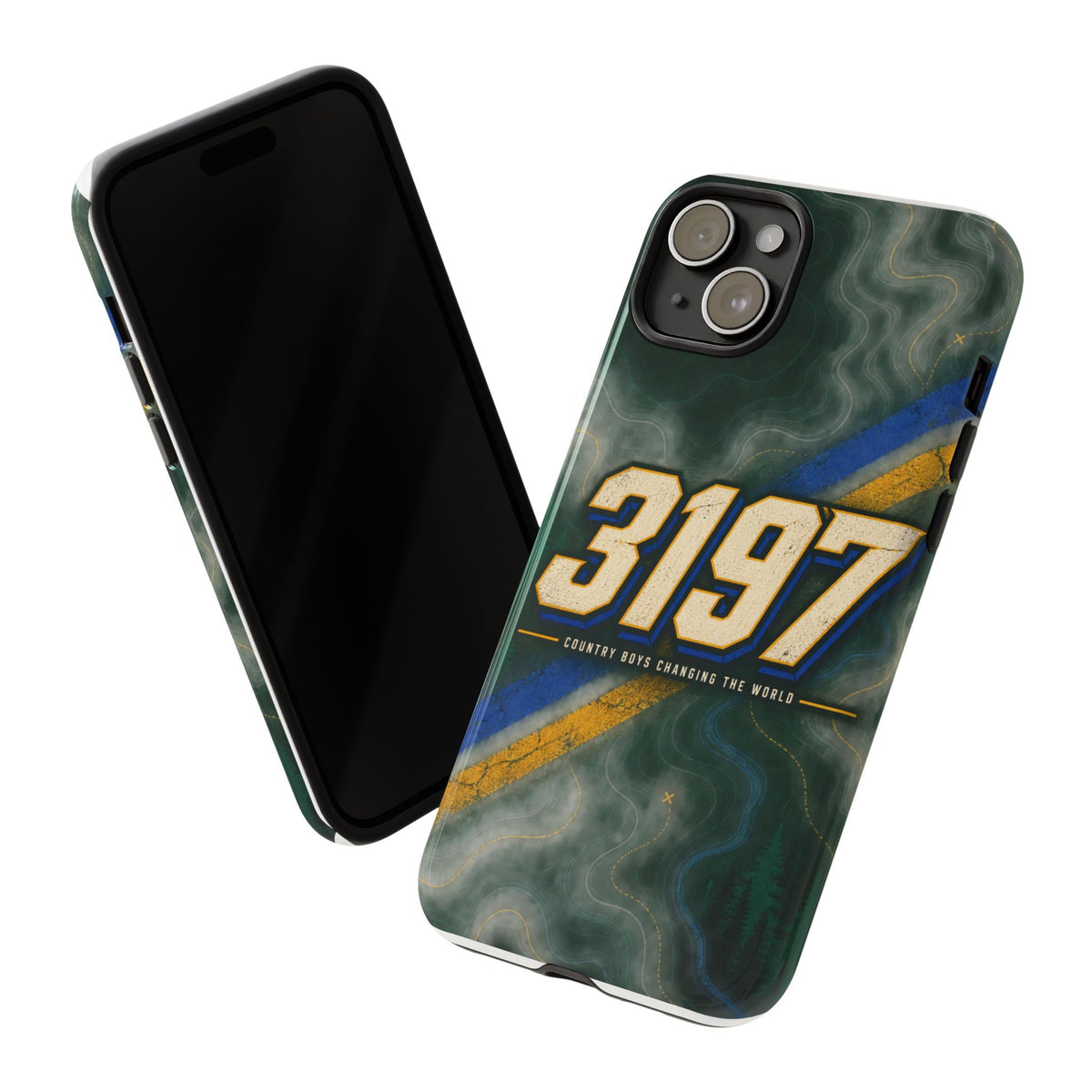 3197 Marble Tough Phone Case – Protective Galaxy Design with Bold Number Accent