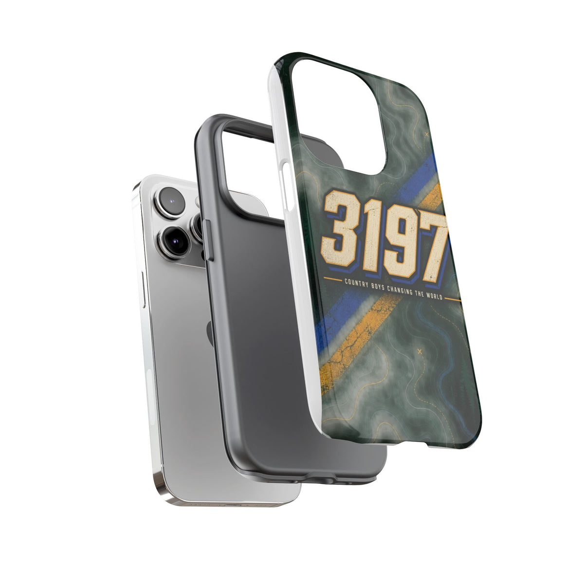 3197 Marble Tough Phone Case – Protective Galaxy Design with Bold Number Accent