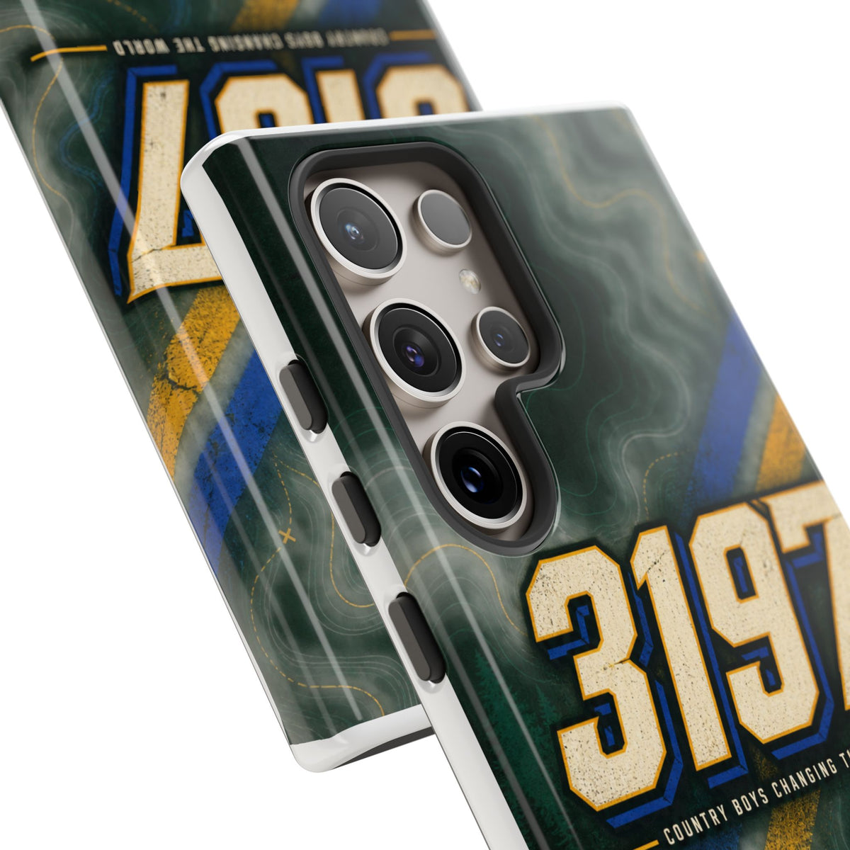 3197 Marble Tough Phone Case – Protective Galaxy Design with Bold Number Accent