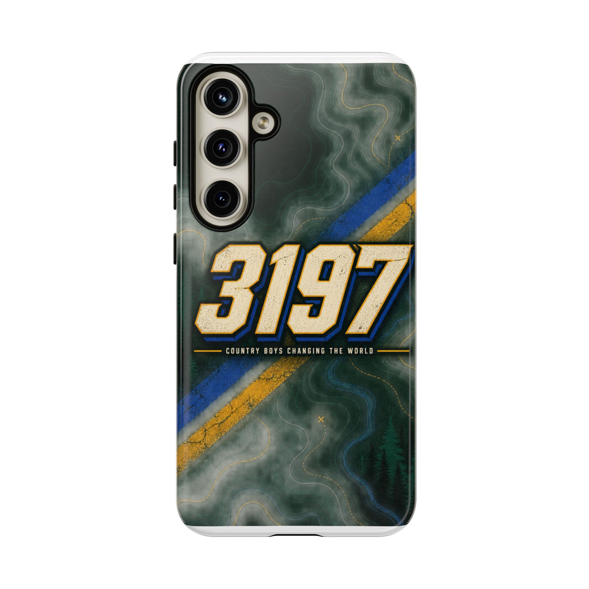 3197 Marble Tough Phone Case – Protective Galaxy Design with Bold Number Accent