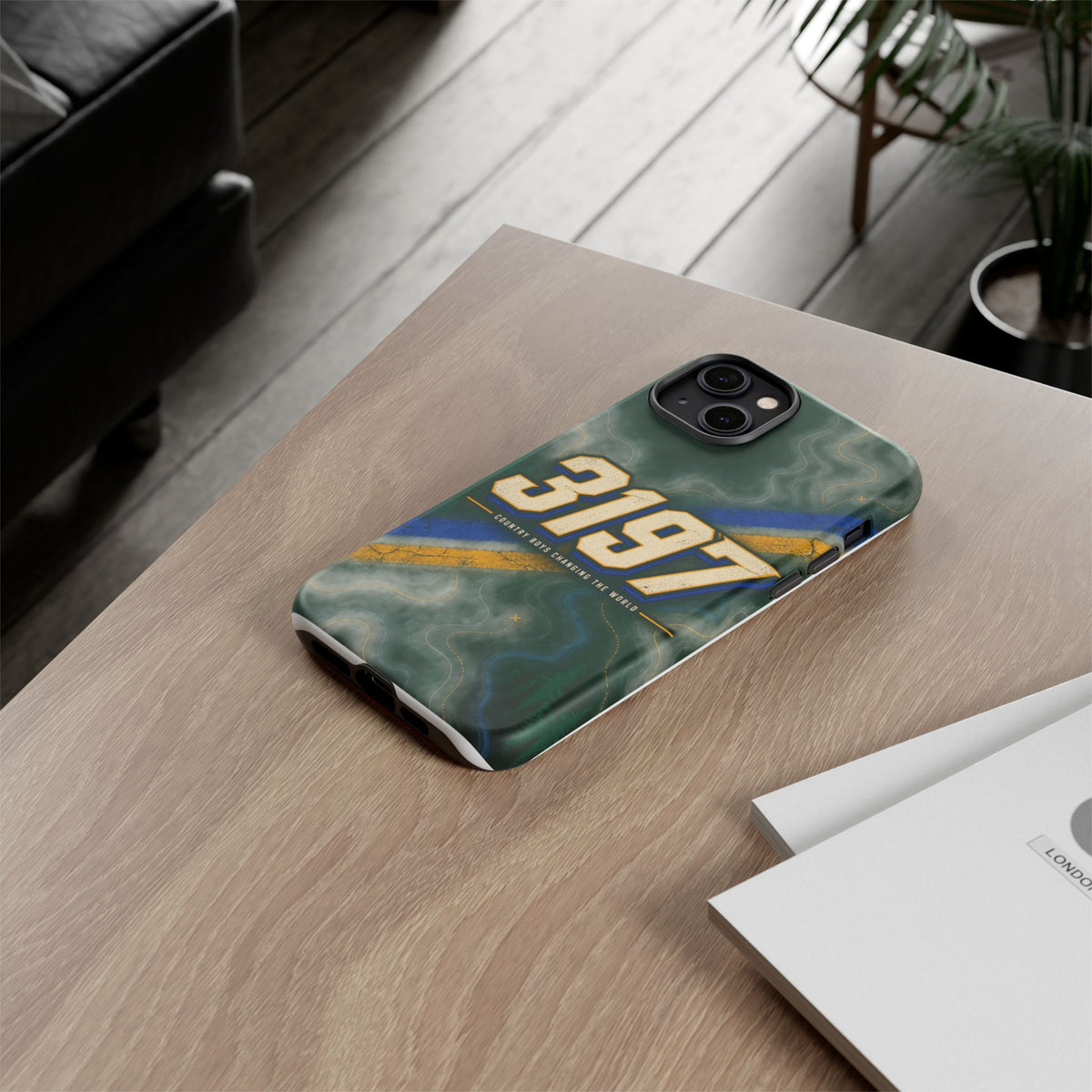 3197 Marble Tough Phone Case – Protective Galaxy Design with Bold Number Accent