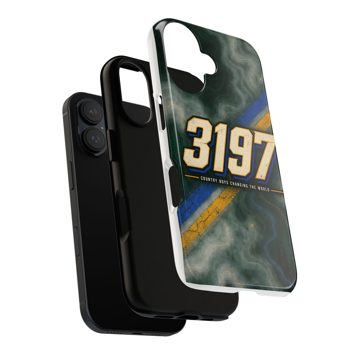 3197 Marble Tough Phone Case – Protective Galaxy Design with Bold Number Accent