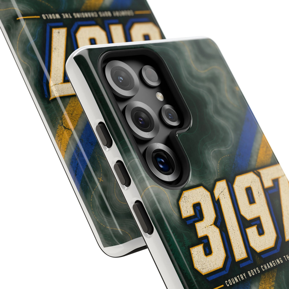 3197 Marble Tough Phone Case – Protective Galaxy Design with Bold Number Accent