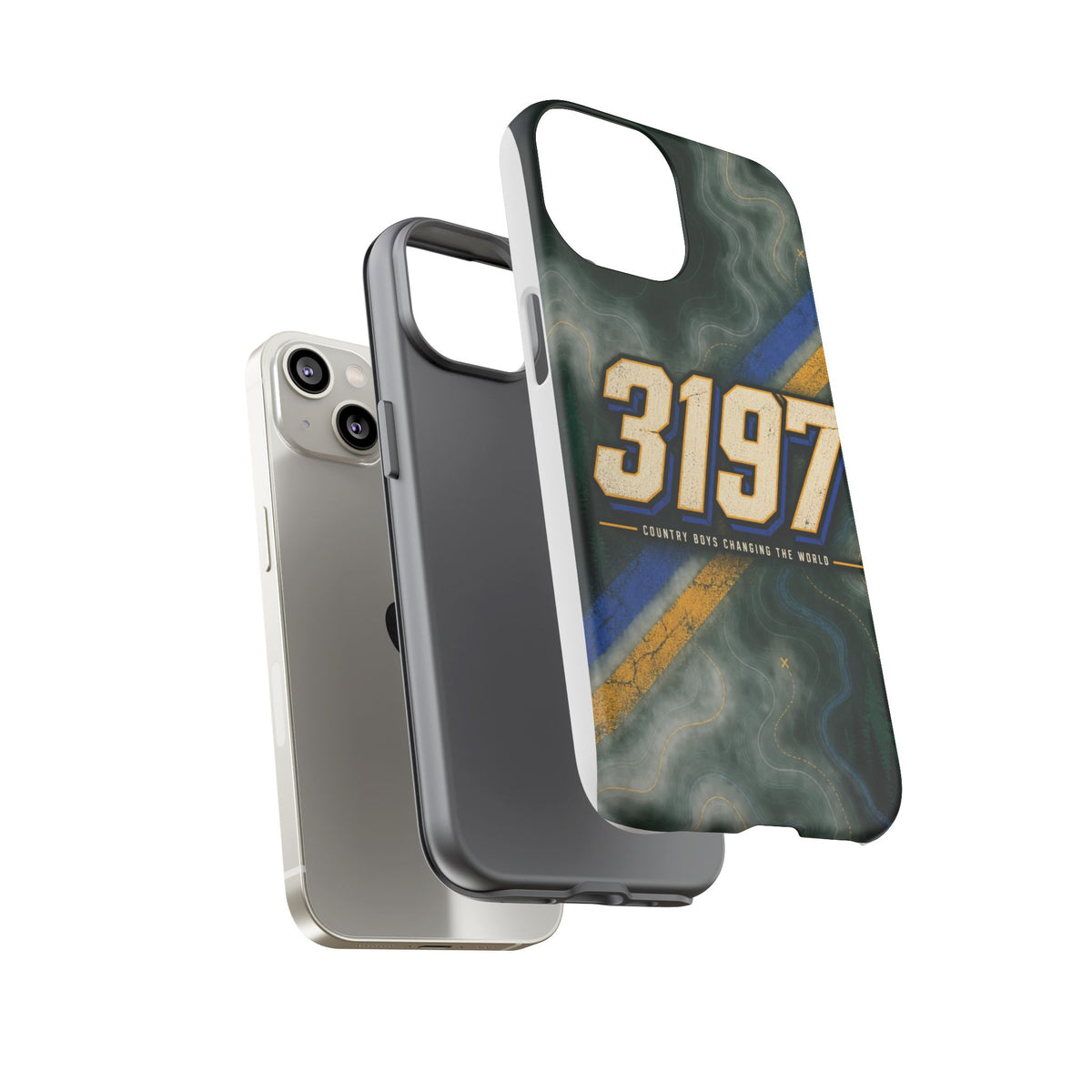 3197 Marble Tough Phone Case – Protective Galaxy Design with Bold Number Accent