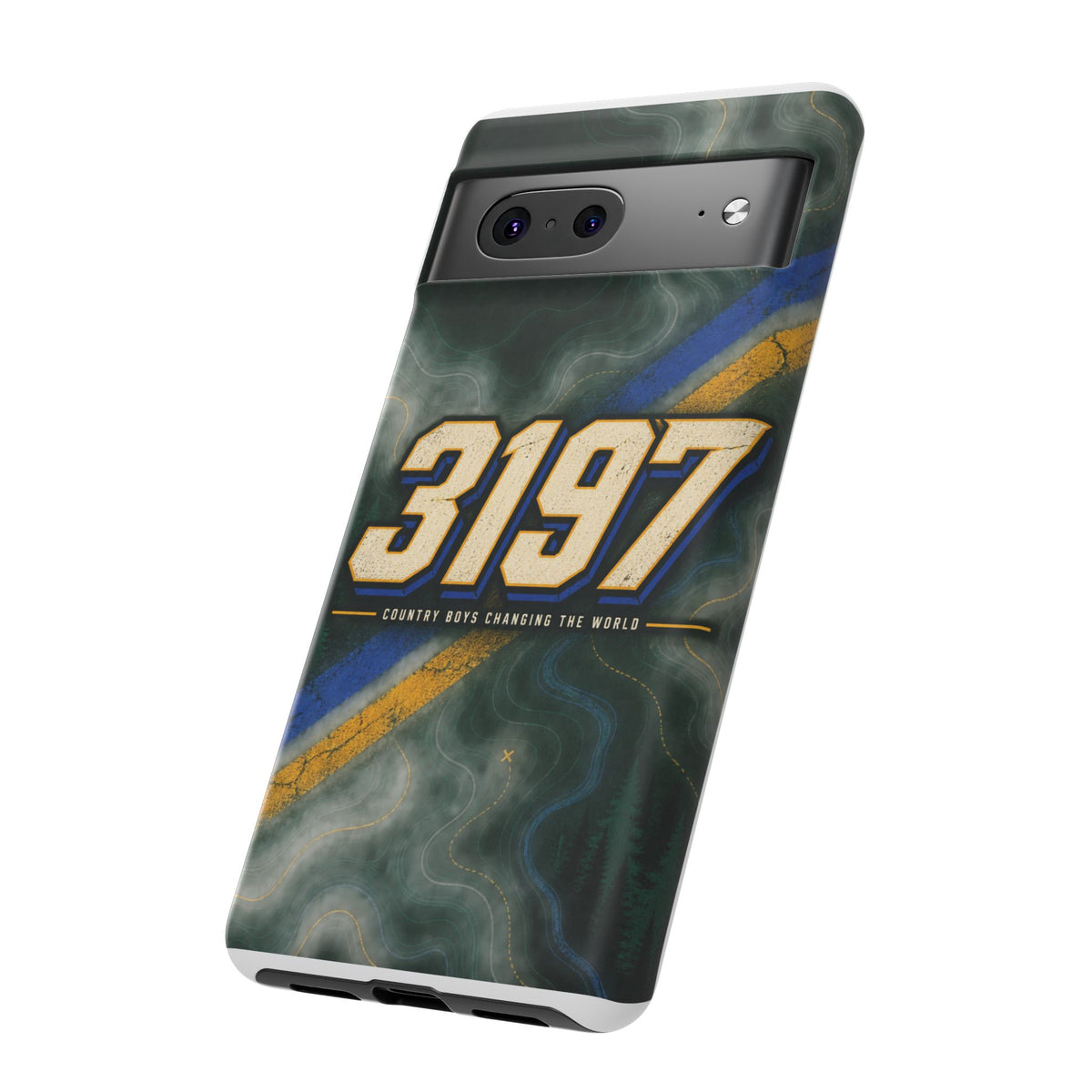 3197 Marble Tough Phone Case – Protective Galaxy Design with Bold Number Accent