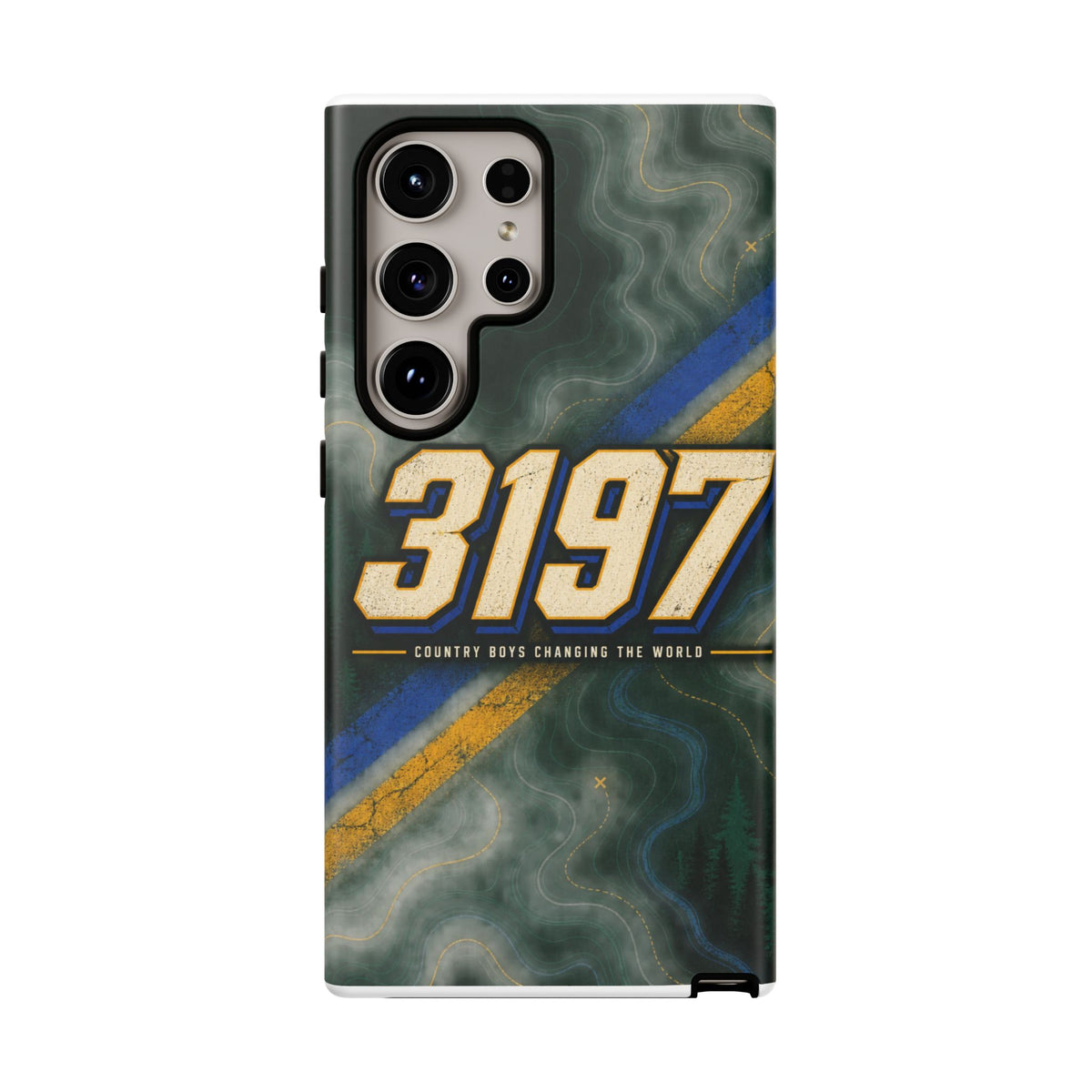 3197 Marble Tough Phone Case – Protective Galaxy Design with Bold Number Accent