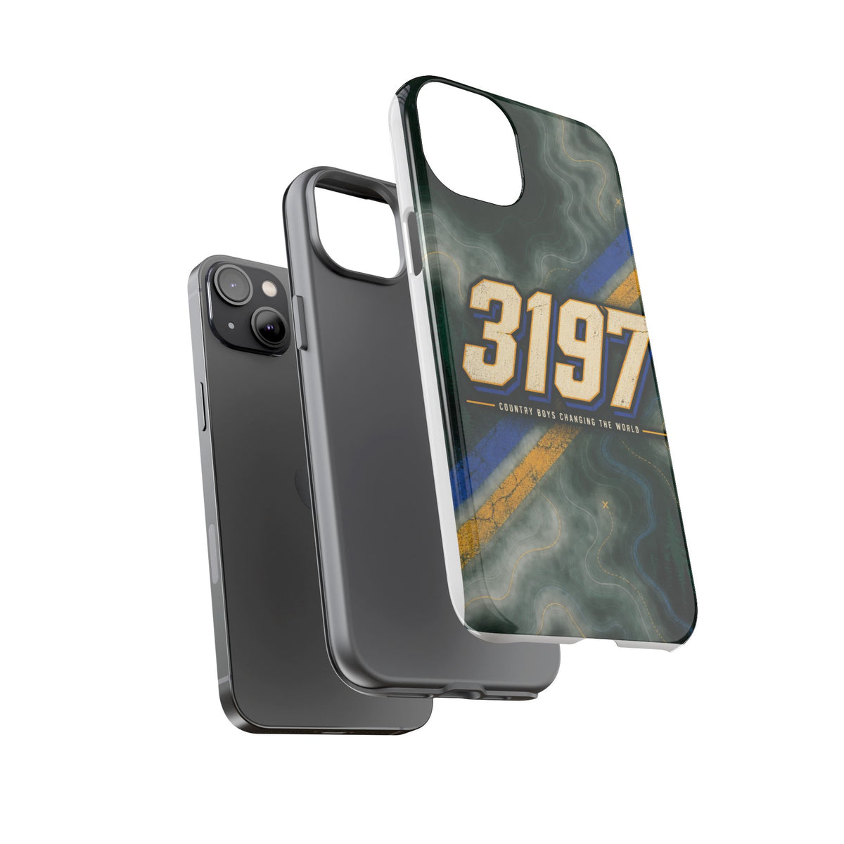 3197 Marble Tough Phone Case – Protective Galaxy Design with Bold Number Accent