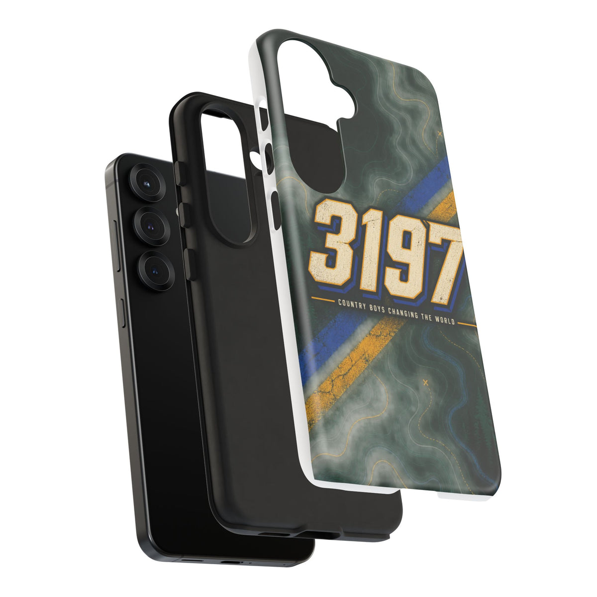 3197 Marble Tough Phone Case – Protective Galaxy Design with Bold Number Accent