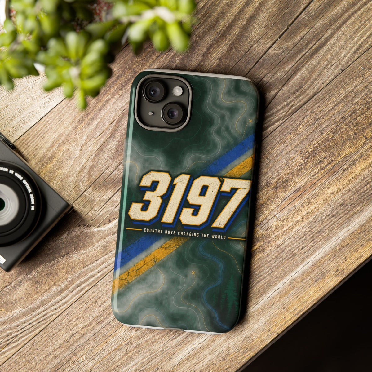 3197 Marble Tough Phone Case – Protective Galaxy Design with Bold Number Accent