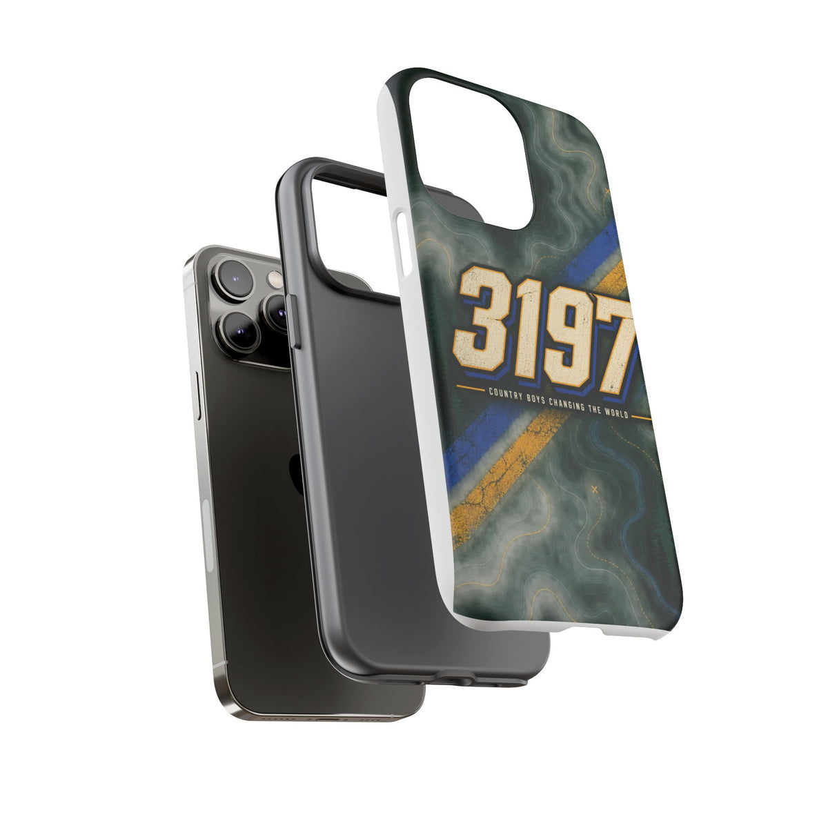 3197 Marble Tough Phone Case – Protective Galaxy Design with Bold Number Accent