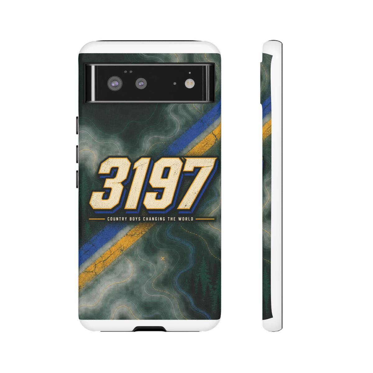 3197 Marble Tough Phone Case – Protective Galaxy Design with Bold Number Accent