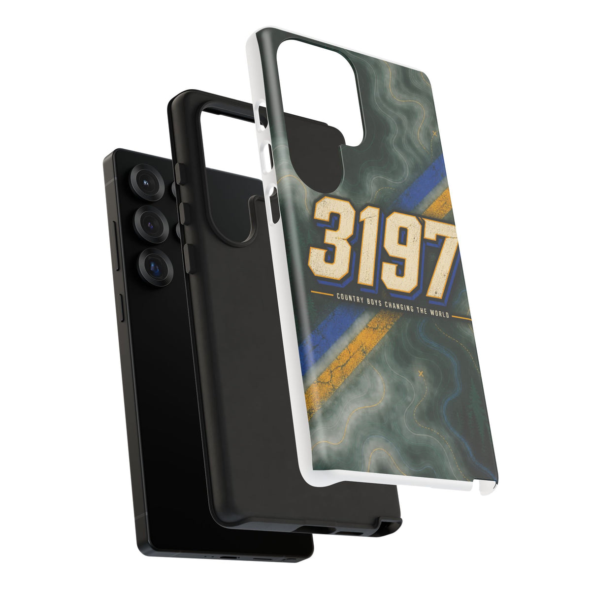 3197 Marble Tough Phone Case – Protective Galaxy Design with Bold Number Accent