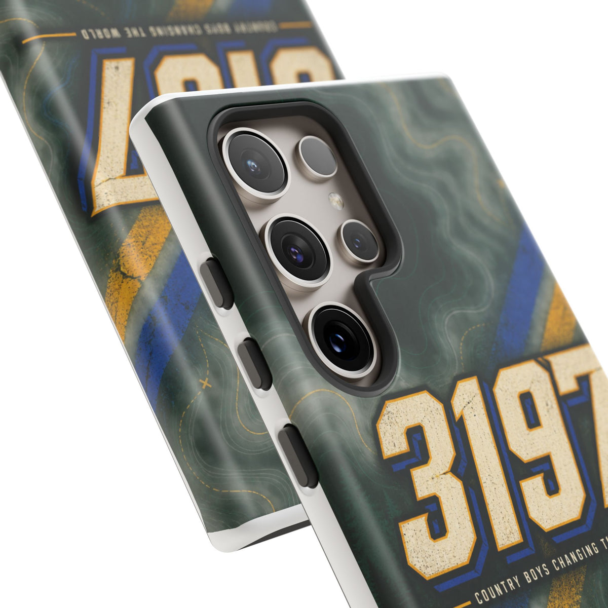 3197 Marble Tough Phone Case – Protective Galaxy Design with Bold Number Accent