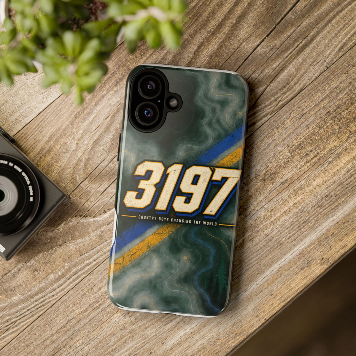 3197 Marble Tough Phone Case – Protective Galaxy Design with Bold Number Accent